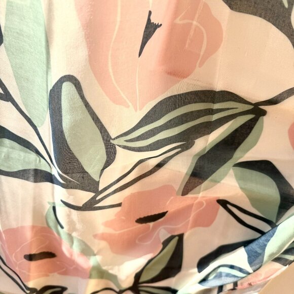 Summer and Rose Lotus Liquid Rose Scarf Lightweight Floral 70inX30in Pink Green - Picture 2 of 6